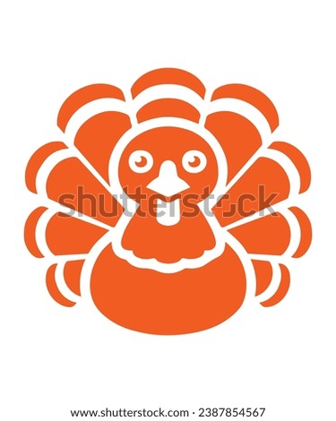 Turkey Thanksgiving clip art design for T-shirts and apparel, turkey thanksgiving art on plain white background for postcard, icon, logo or badge