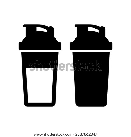 Shaker bottle icon set. Protein shake, smoothie. Vector icon isolated on white background. Royalty-Free Stock Photo #2387862047