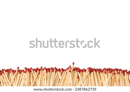 Boxes with new matchsticks isolated on a background. Top view.  Royalty-Free Stock Photo #2387862739