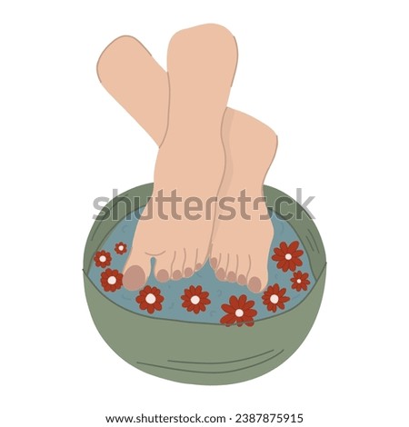Foot spa treatment, pedicure bath, foot bath.The only vector illustration for a spa salon.