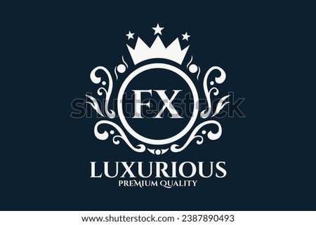 Initial  Letter FX Royal Luxury Logo template in vector art for luxurious branding  vector illustration.
