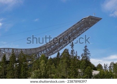 A picture of the Holmenkollen Ski Jumping Hill in Oslo.