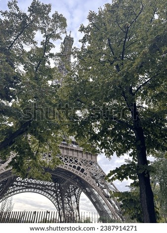 View of the Eiffel Tower with trees and nature