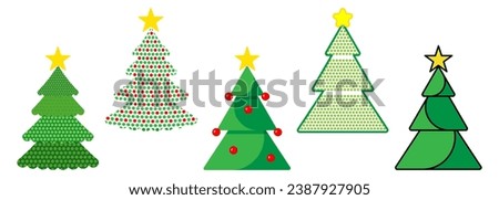 Set of  Christmas tree clip art. Vector illustration