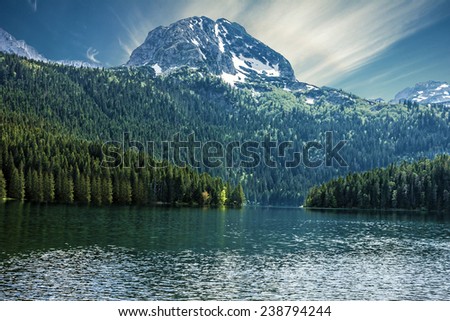 Natural landscape. Mountain lake, Montenegro, Durmitor national park Royalty-Free Stock Photo #238794244