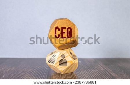 Alphabet text word CEO on wooden block cube. Chief Executive Officer