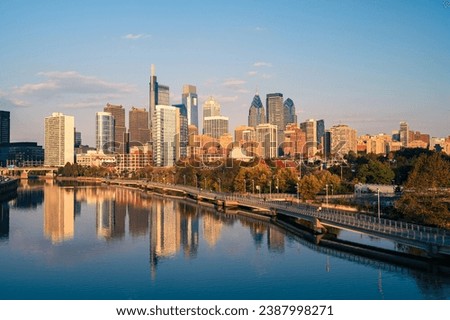 Philadelphia city during sunset in fall
