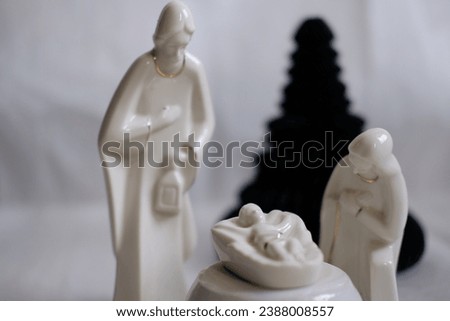Jesus is born. A simple black and white portrayal. Christmas celebration.