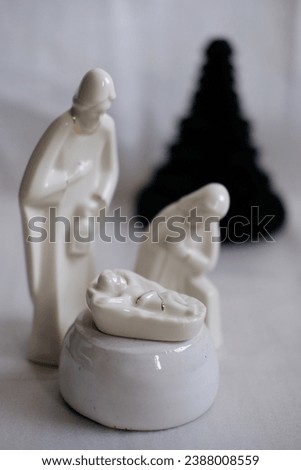 Jesus is born. A simple black and white portrayal. Christmas celebration.