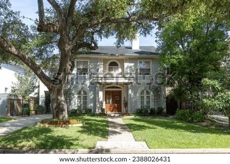 old historic brick houses in suburban area of Houston, a  preferred living area Royalty-Free Stock Photo #2388026431