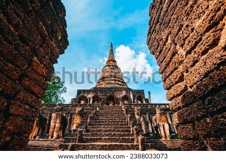 Cultural Landmarks: The historical Emerald Ancient City is an ancient civilization in Sukhothai Province in Thailand. Royalty-Free Stock Photo #2388033073