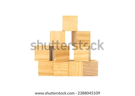 Wooden geometric shapes cube for conceptual design. Business, Education, game. isolated on a white background.