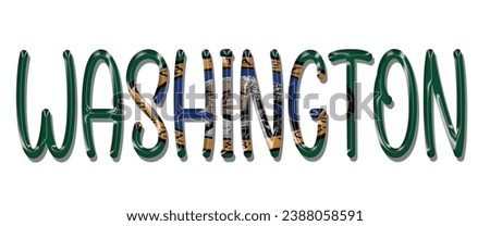 WASHINGTON USA flag text font, 3D WASHINGTON  flag colorful background, WASHINGTON flag vector illustration