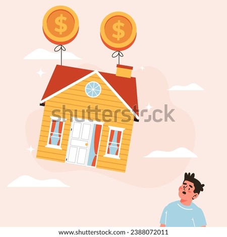 Hand Drawn Shortage Affordable Housing Isolated On White Background. Vector Illustration In Flat Style.