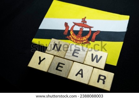 New year to Brunei people with Brunei flag on banner