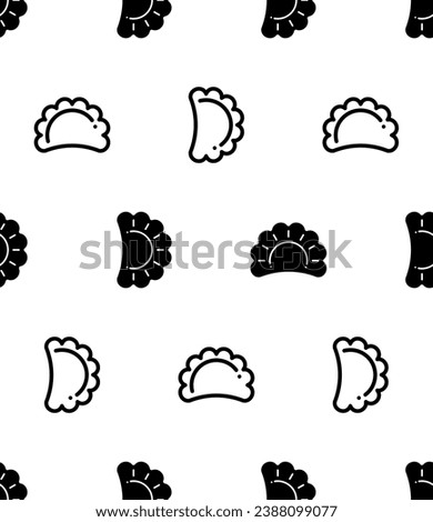 Dumpling Icon Seamless Pattern, Bread, Flour, Potatoes Based Dough Baked, Boiled, Fried, Simmered, Steamed Vector Art Illustration