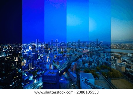 A sliced time lapse photography of panorama cityscape near the river in Osaka