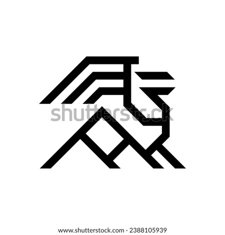 simple stripes of winged dragon logo vector