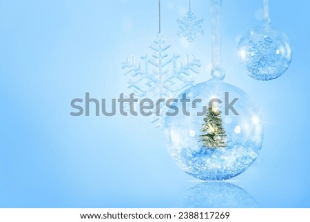 Christmas composition decor on a blue background Royalty-Free Stock Photo #2388117269