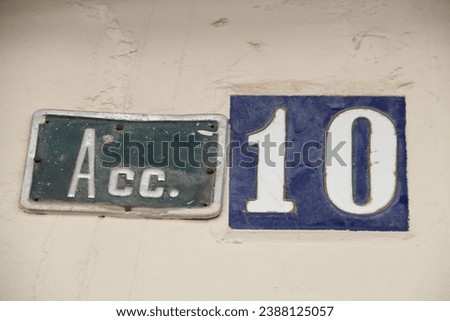 number 10 on a house, Gate de Gorgos, Alicante Province, Costa Blanca, Spain, August, 2023