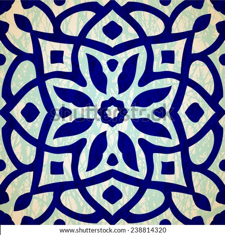 Oriental floral traditional ornament, Mediterranean seamless pattern, Turkish tile design, vector illustration