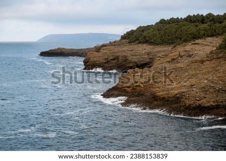 Sea waves and fantastic Rocky coast. Sinop ince burun Royalty-Free Stock Photo #2388153839