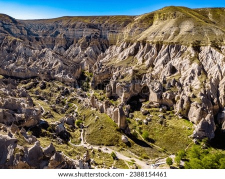 View of Zelve Valley in Cappadocia, Turkey. UNESCO World Heritage Site. Royalty-Free Stock Photo #2388154461