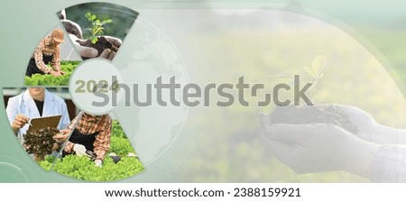 Sustainable development goals of Agro businesses in 2024 concept. Panoramic banner with copy space. Royalty-Free Stock Photo #2388159921