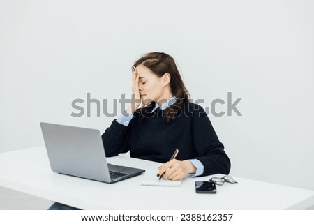Woman in Chatting In Office Computer Desk Online Job