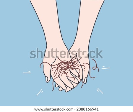 Closeup hand holding hair loss problem on blue backgroun for health care medical and shampoo product concept Royalty-Free Stock Photo #2388166941