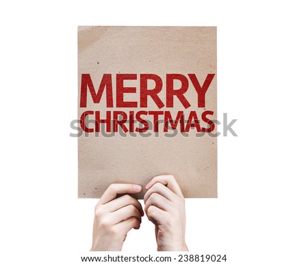Merry Christmas card isolated on white background