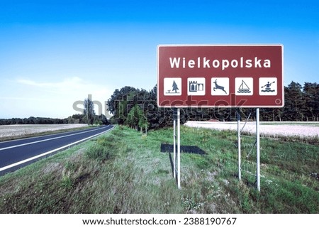A road sign marking the Wielkopolska or Greater Poland region in west-central Poland.