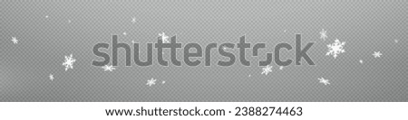 Snow and snowflakes on transparent background. Winter snowfall effect of falling white snow flakes and shining, New Year snowstorm or blizzard realistic backdrop. Christmas or Xmas holidays. Royalty-Free Stock Photo #2388274463