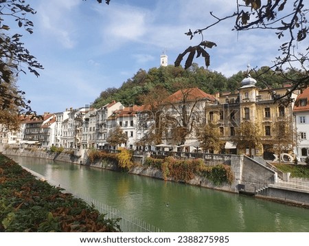 Panoramic view over the town of Ljubljana, capitol city of Slovenia, Europe
