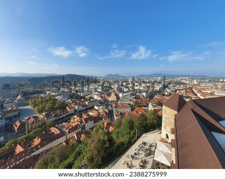 Panoramic view over the town of Ljubljana, capitol city of Slovenia, Europe