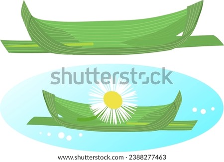 Clip art set of bamboo-leaf boat
