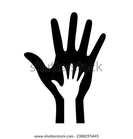 Father son hand image white and black colour