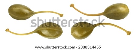 Capers isolated on white background. Pickled or canned capers. Royalty-Free Stock Photo #2388314455