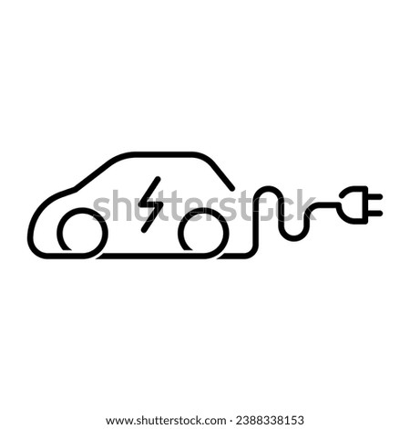 Electric plug with car shape icon symbol, EV car charging logo, Eco friendly vehicle concept, Vector illustration