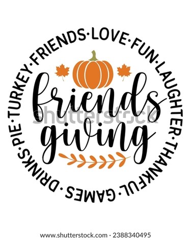 Thanksgiving clip art design for T-shirts and apparel, Friendsgiving Friends giving thanksgiving art on plain white background for postcard, icon, logo or badge