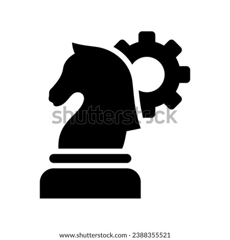Chess knight icon. Black horse. Engineering. Vector icon isolated on white background.