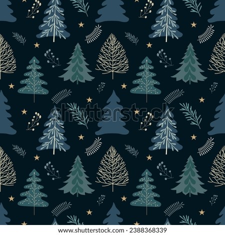 Vector seamless pattern with stylized Christmas trees. Christmas, winter pattern.
