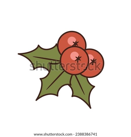 Vector illustration of Holly berry. Isolated Element of Christmas and New Year events
