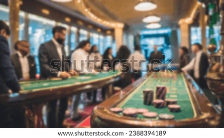 Blurred image of people playing roulette in casino - vintage effect style pictures