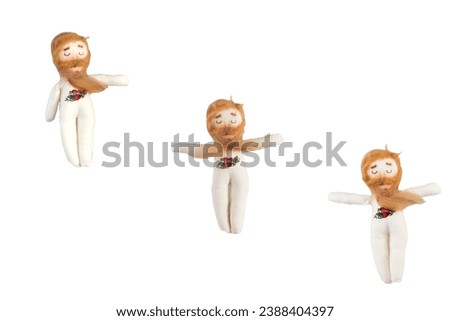 bearded man tattoo red hair white skin fabric doll gingerbread man