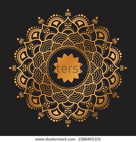 Golden Luxury mandala Vector Design, Mandala for henna, mehndi, tattoo, Decorative ethnic ornamental elements, Oriental patterns
