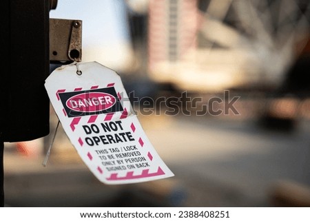 Do not operate tag. Electrical switchgear