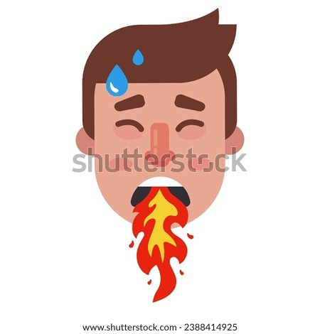 eat spicy food. heartburn in a man. flat vector illustration.