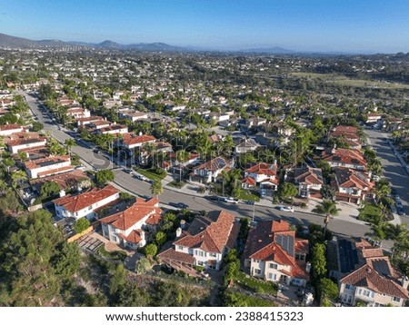 Aerial view of houses in Vista, Carlsbad in North County of San Diego, California. USA Royalty-Free Stock Photo #2388415323