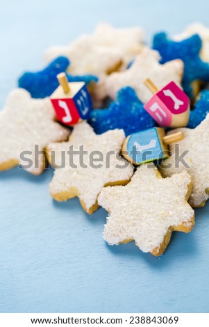 Hanukkah white and blue stars hand frosted sugar cookies,